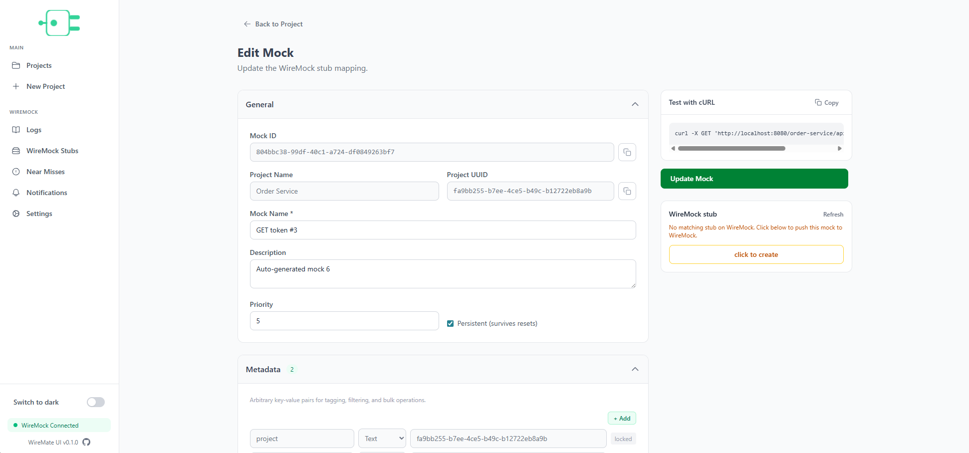 WireMate mock editor for WireMock request matching and response headers